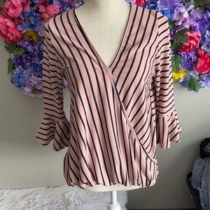 Rose and black striped blouse